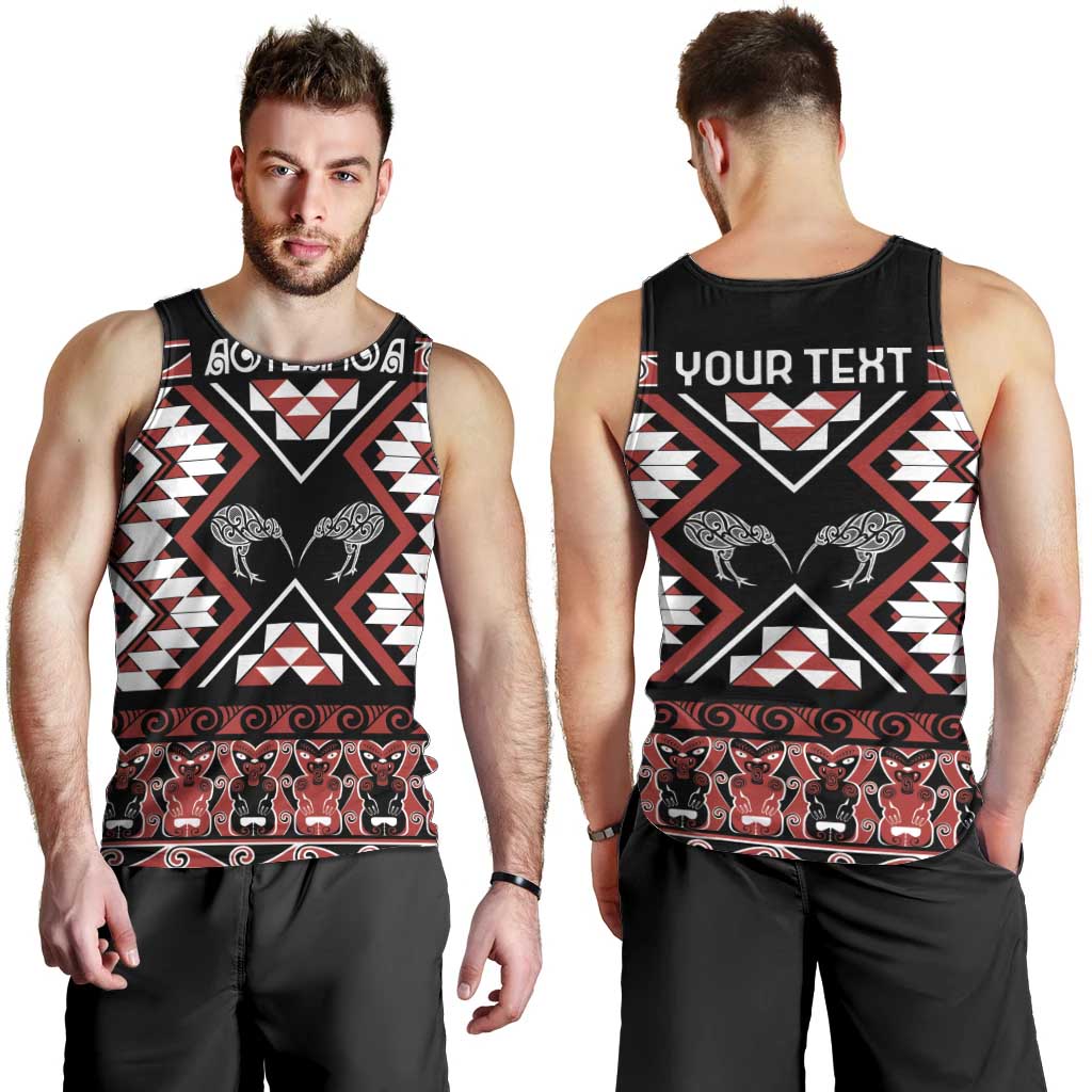 Personalised Taniko Motifs Aotearoa Men Tank Top Waitangi Kowhaiwhai Kiwi - Vibe Hoodie Shop