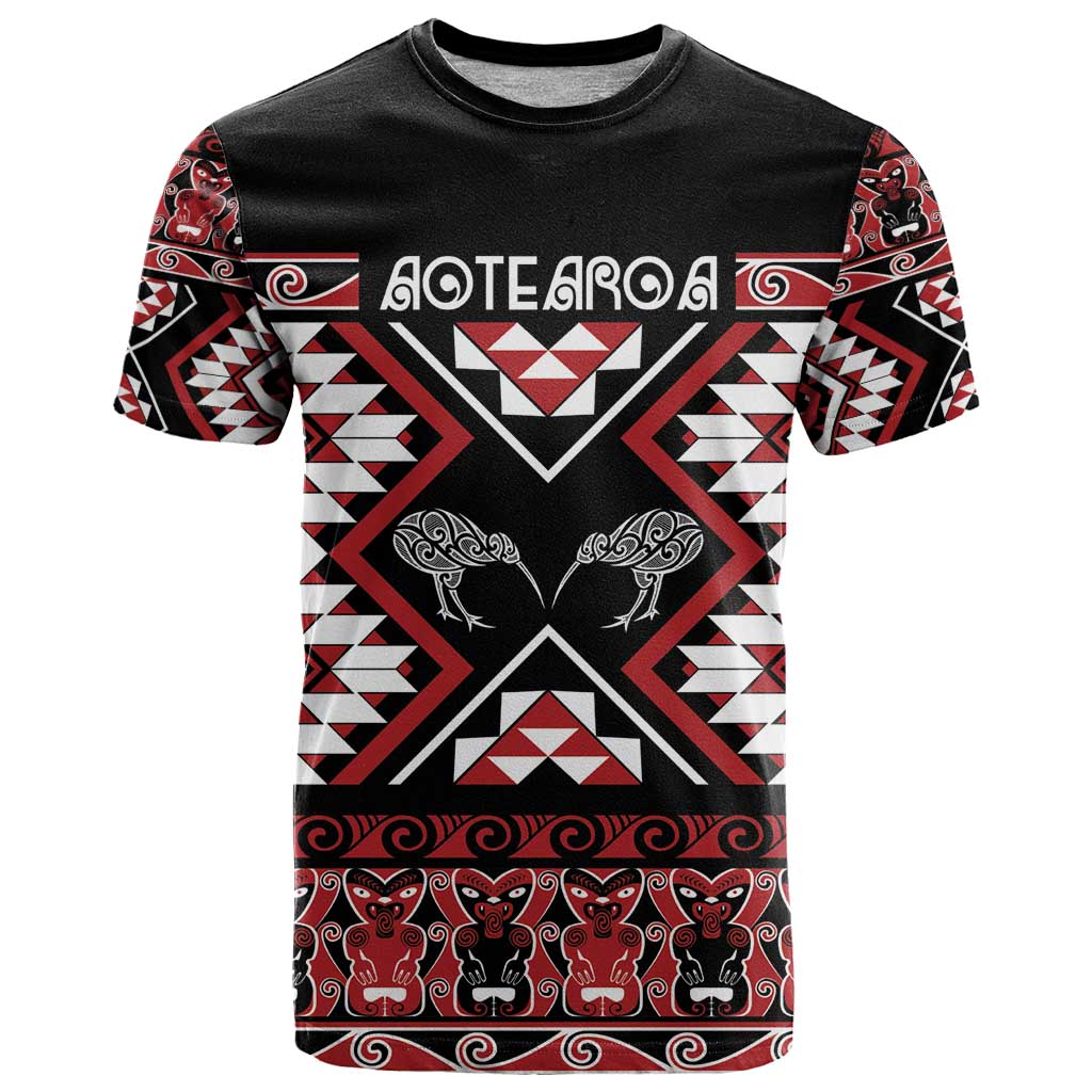 Personalised Taniko Motifs Aotearoa T Shirt Waitangi Kowhaiwhai Kiwi - Vibe Hoodie Shop