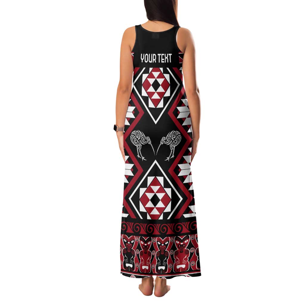 Personalised Taniko Motifs Aotearoa Tank Maxi Dress Waitangi Kowhaiwhai Kiwi