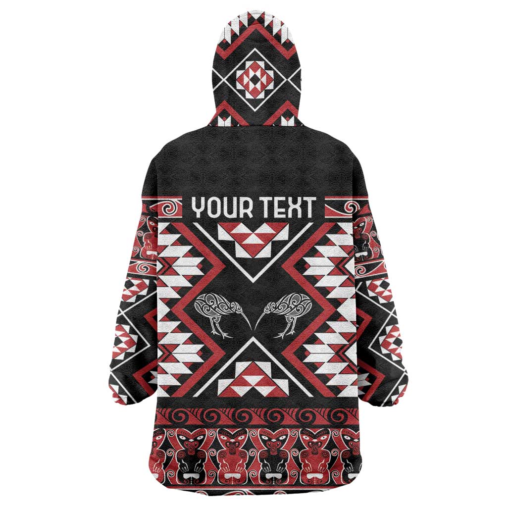 Personalised Taniko Motifs Aotearoa Wearable Blanket Hoodie Waitangi Kowhaiwhai Kiwi - Vibe Hoodie Shop