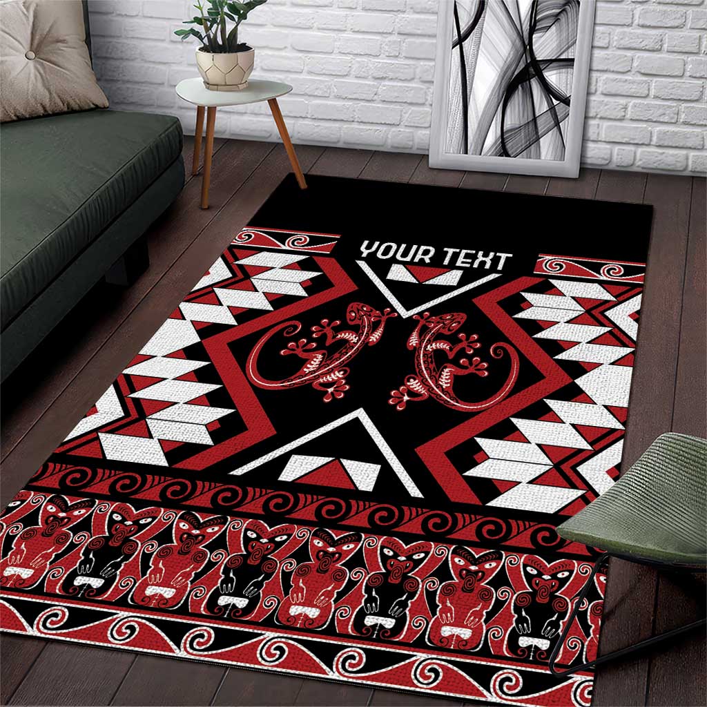 Personalised Aotearoa Waitangi Area Rug Taniko Motifs - Mania Gecko - Vibe Hoodie Shop