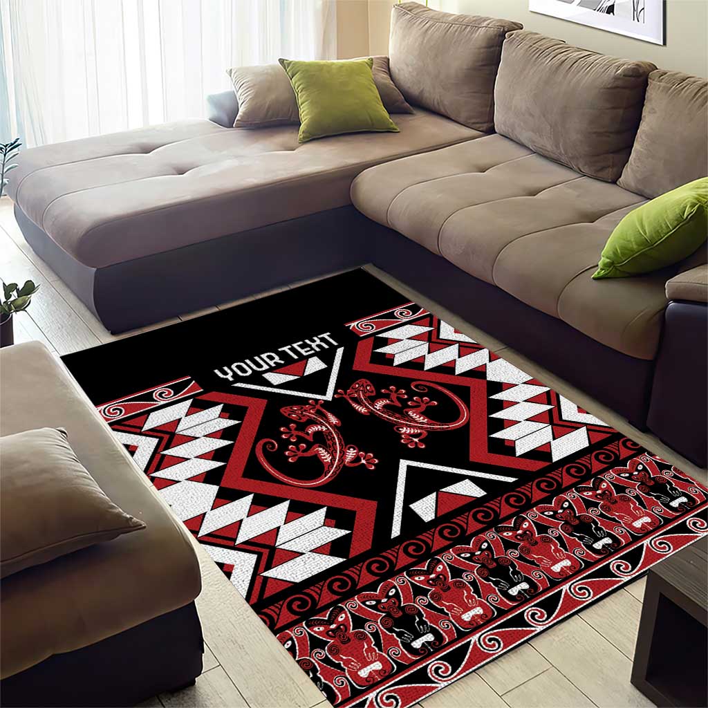 Personalised Aotearoa Waitangi Area Rug Taniko Motifs - Mania Gecko - Vibe Hoodie Shop