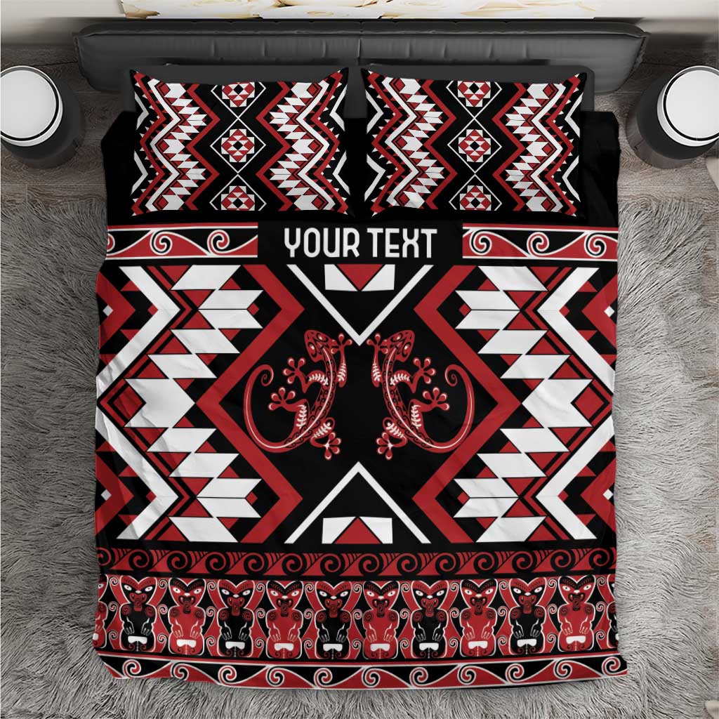 Personalised Aotearoa Waitangi Bedding Set Taniko Motifs - Mania Gecko - Vibe Hoodie Shop