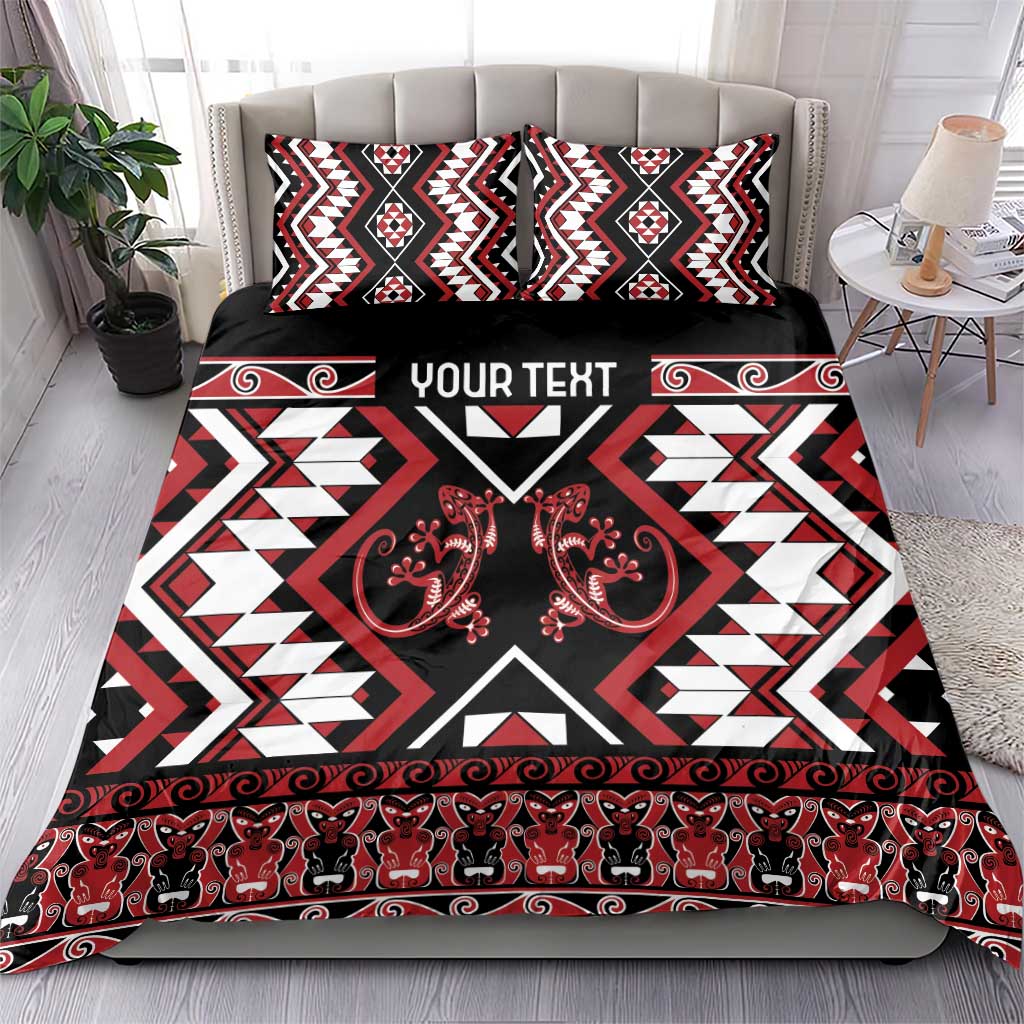 Personalised Aotearoa Waitangi Bedding Set Taniko Motifs - Mania Gecko - Vibe Hoodie Shop