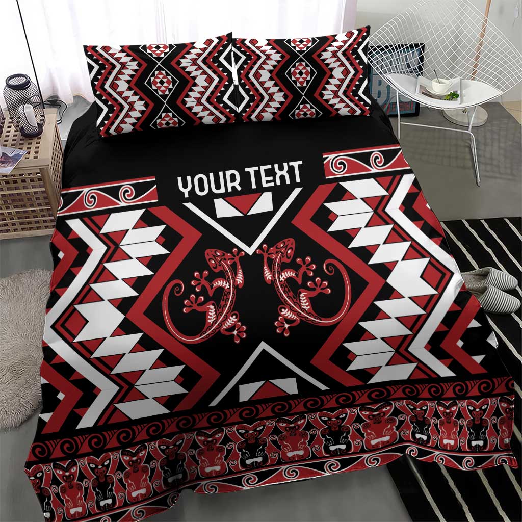 Personalised Aotearoa Waitangi Bedding Set Taniko Motifs - Mania Gecko - Vibe Hoodie Shop