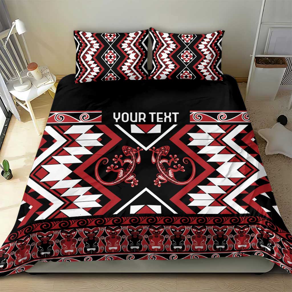 Personalised Aotearoa Waitangi Bedding Set Taniko Motifs - Mania Gecko - Vibe Hoodie Shop