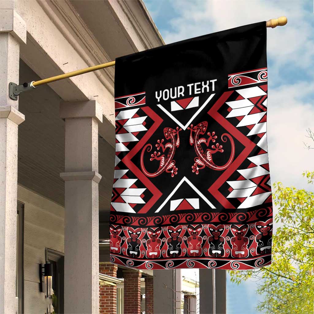 Personalised Aotearoa Waitangi Garden Flag Taniko Motifs - Mania Gecko - Vibe Hoodie Shop
