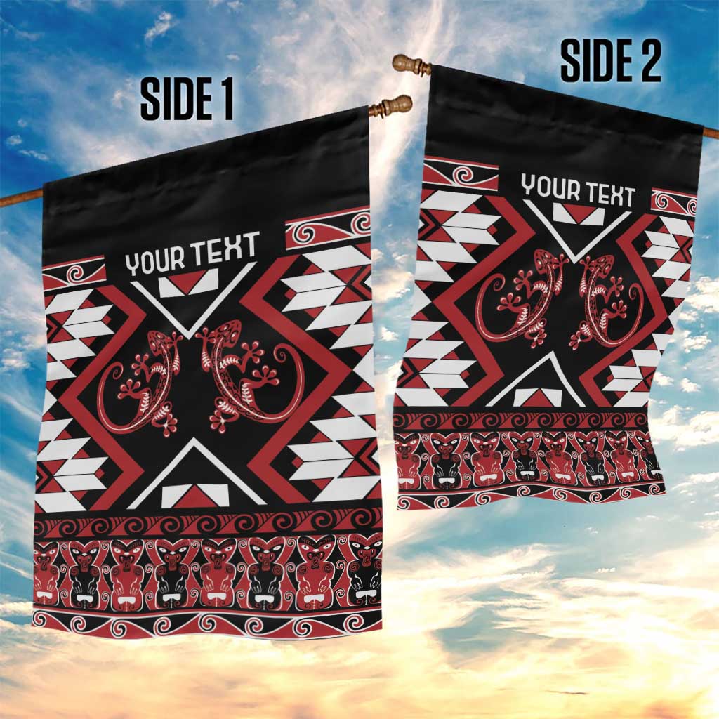 Personalised Aotearoa Waitangi Garden Flag Taniko Motifs - Mania Gecko - Vibe Hoodie Shop