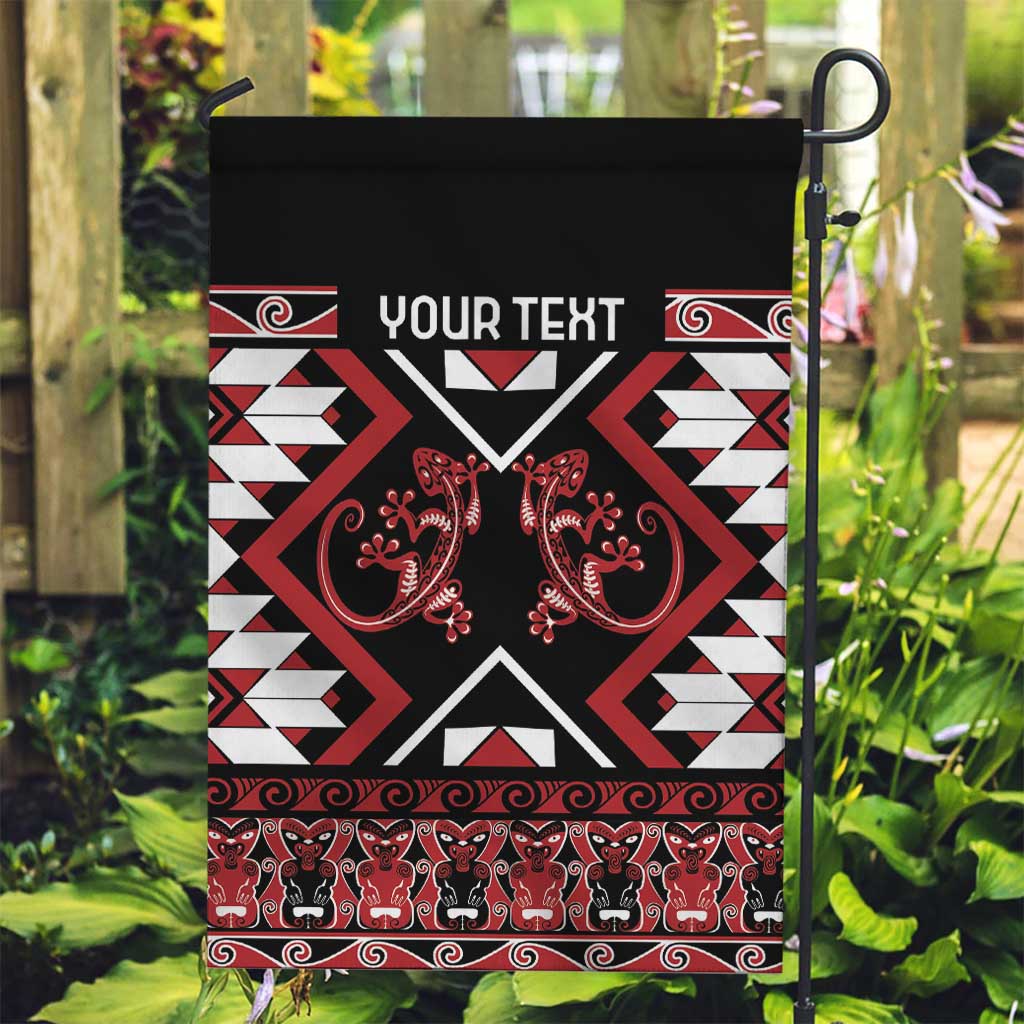 Personalised Aotearoa Waitangi Garden Flag Taniko Motifs - Mania Gecko - Vibe Hoodie Shop