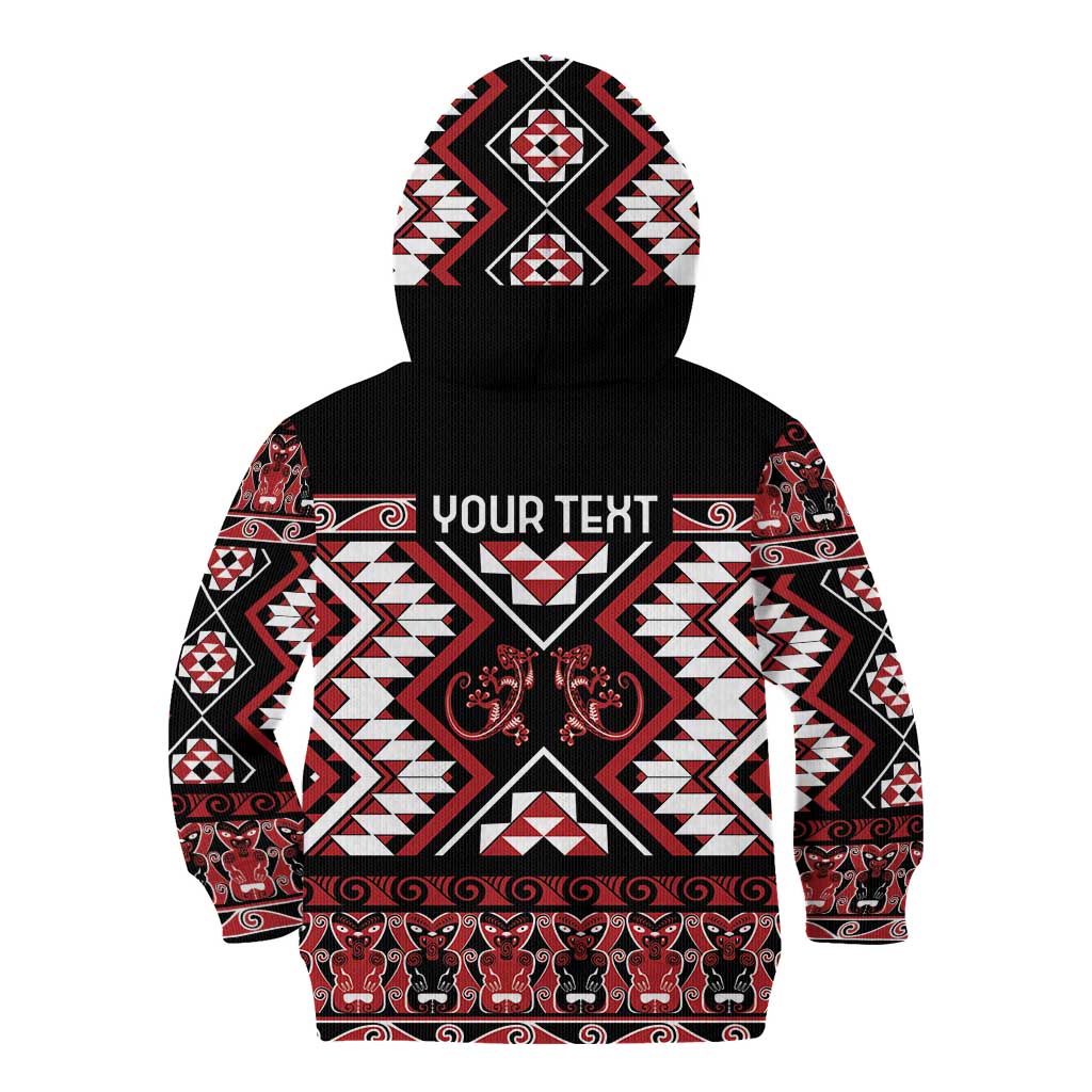 Personalised Aotearoa Waitangi Kid Hoodie Taniko Motifs - Mania Gecko - Vibe Hoodie Shop