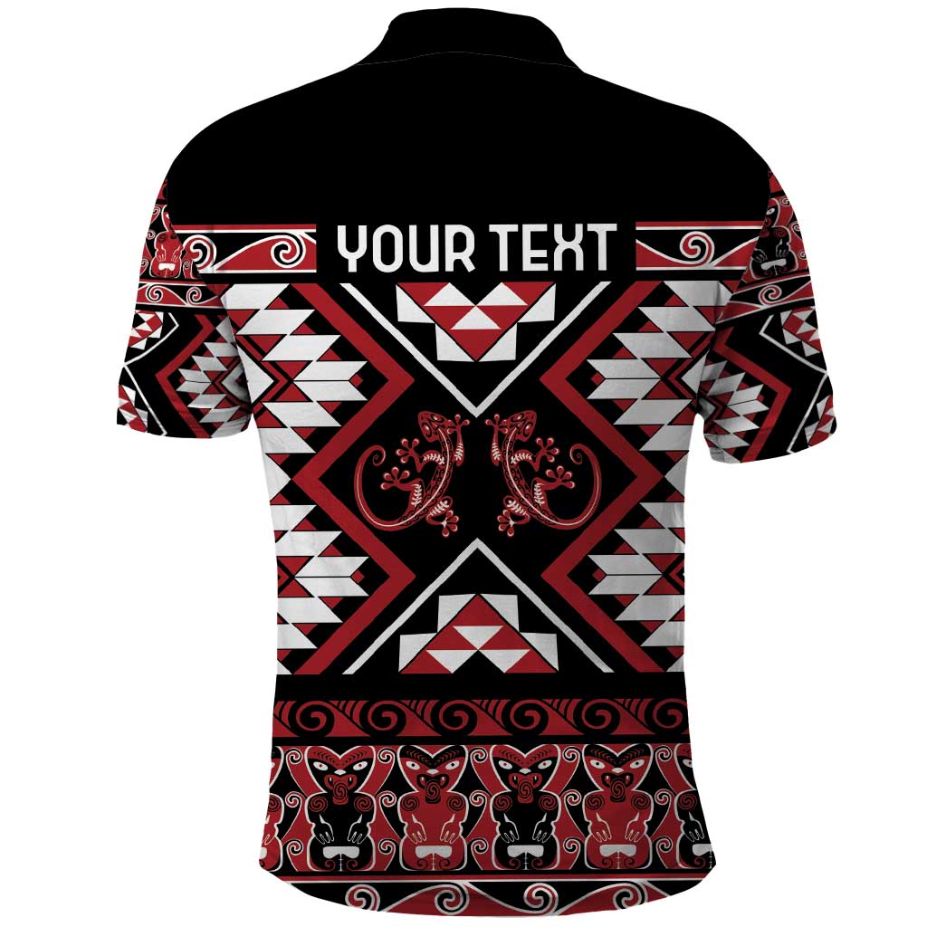 Personalised Aotearoa Waitangi Polo Shirt Taniko Motifs - Mania Gecko - Vibe Hoodie Shop