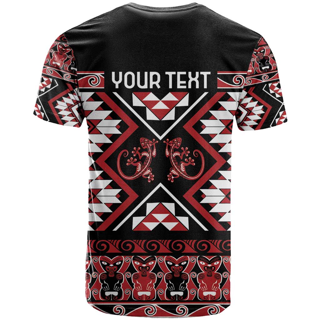 Personalised Aotearoa Waitangi T Shirt Taniko Motifs - Mania Gecko - Vibe Hoodie Shop