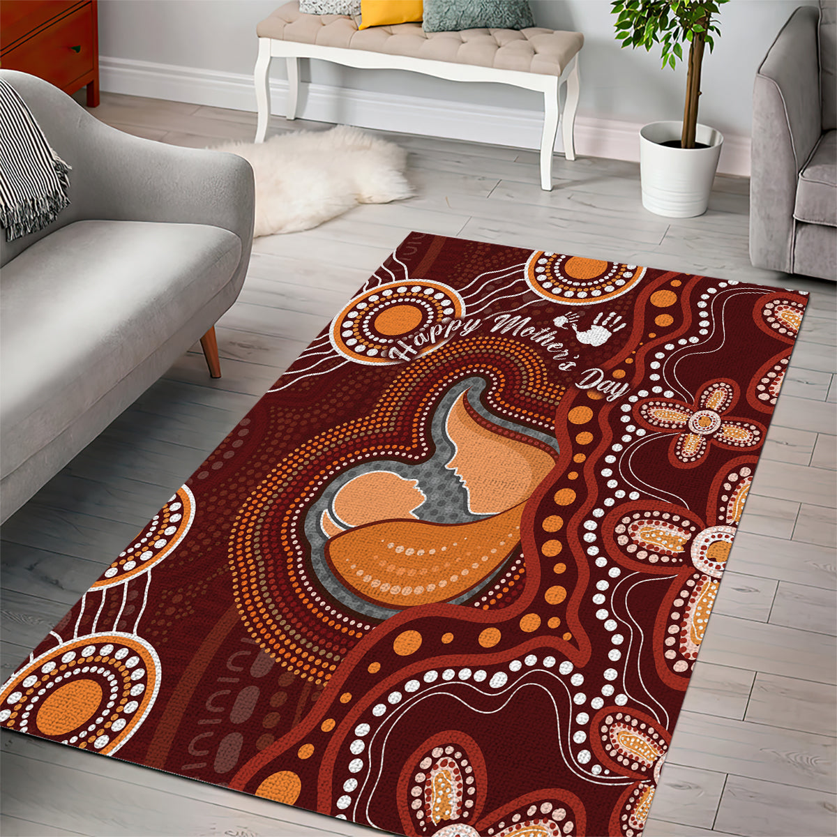 Australia Mother's Day Indigenous Area Rug Aboriginal Art - Vibe Hoodie Shop