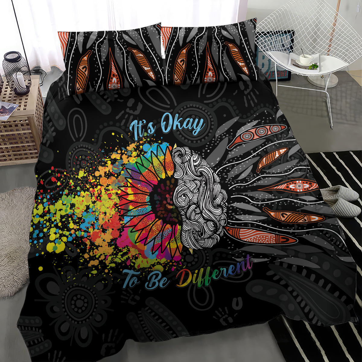 Australia Aboriginal Bedding Set Autism It's Okay To Be Different - Vibe Hoodie Shop