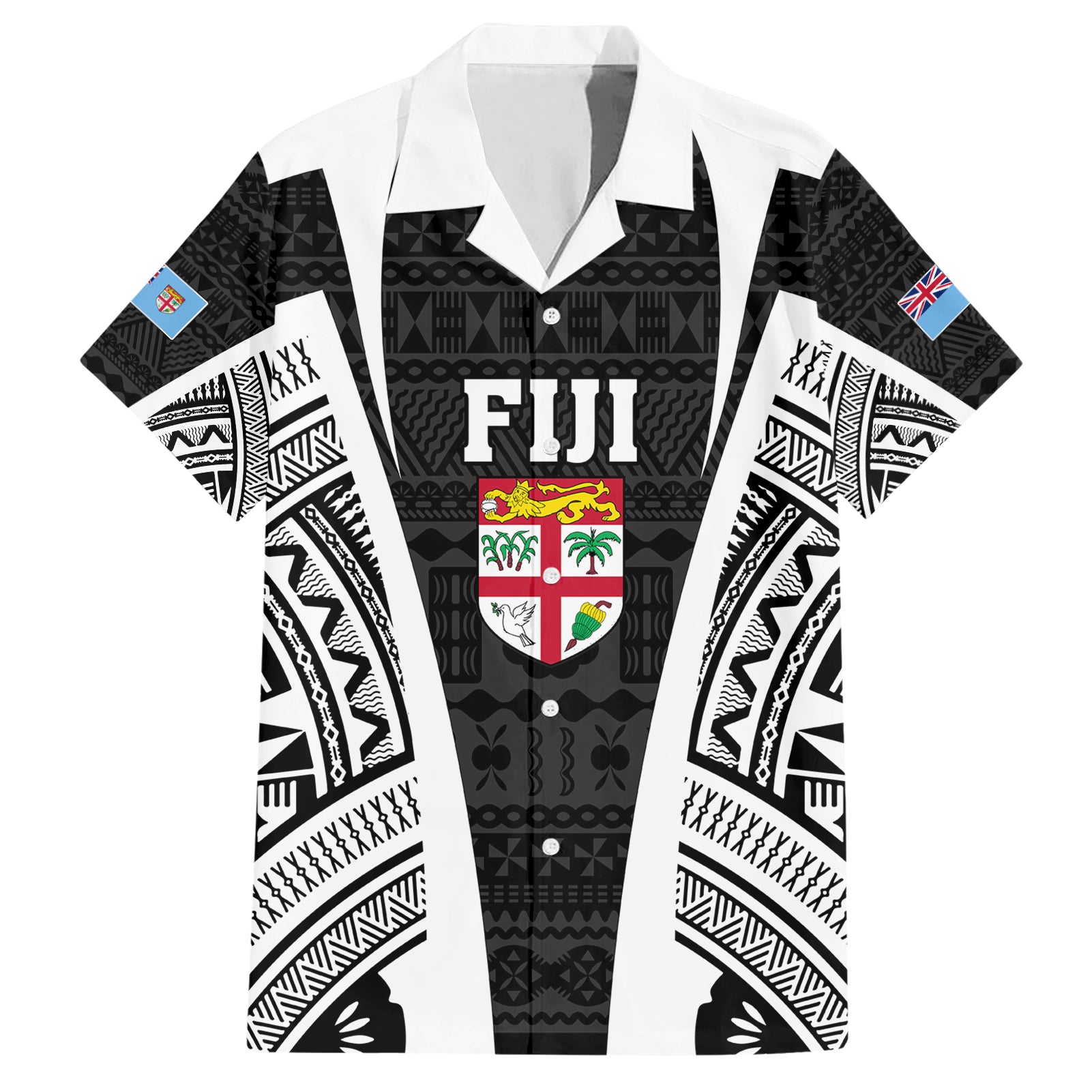 Personalised Fiji Rugby Hawaiian Shirt 2023 World Cup History Makers - Black Ver - Vibe Hoodie Shop