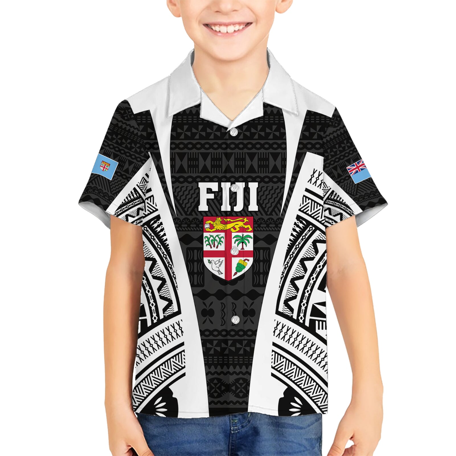 Personalised Fiji Rugby Hawaiian Shirt 2023 World Cup History Makers - Black Ver - Vibe Hoodie Shop