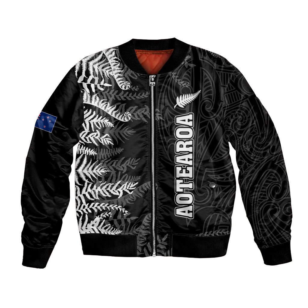 Personalised New Zealand Rugby Bomber Jacket Silver Fern Basic 2023 World Cup - Vibe Hoodie Shop