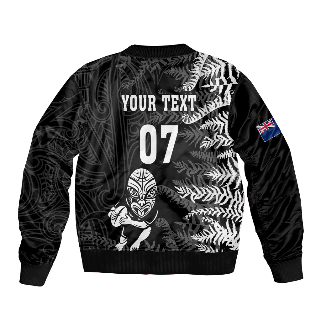 Personalised New Zealand Rugby Bomber Jacket Silver Fern Basic 2023 World Cup - Vibe Hoodie Shop