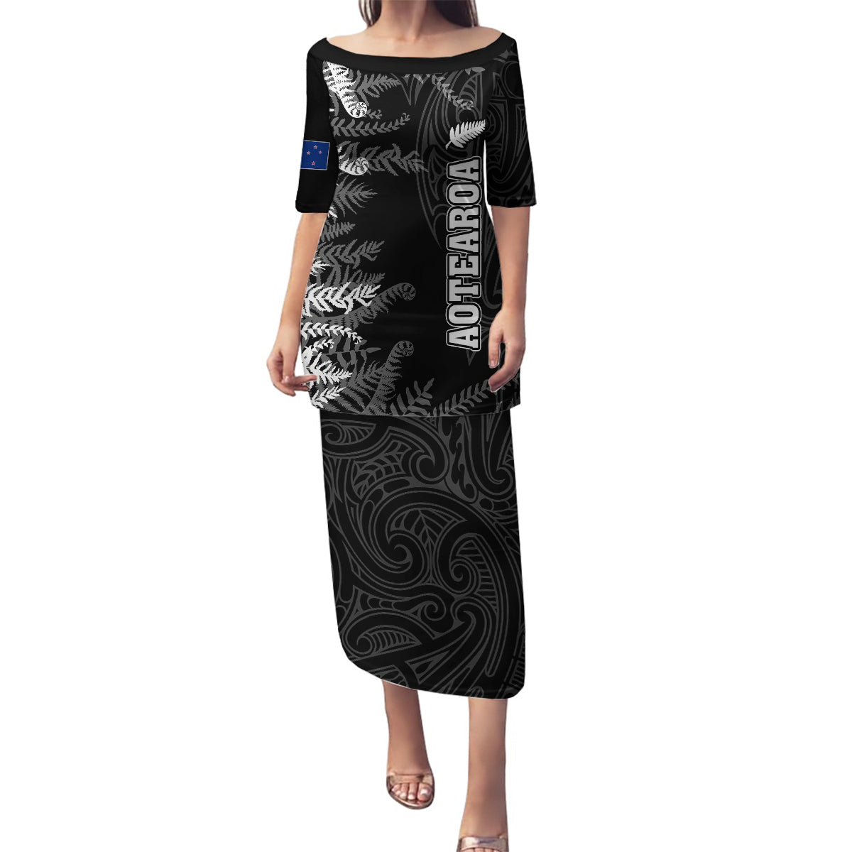 personalised-new-zealand-rugby-family-matching-puletasi-dress-and-hawaiian-shirt-silver-fern-basic-2023-world-cup