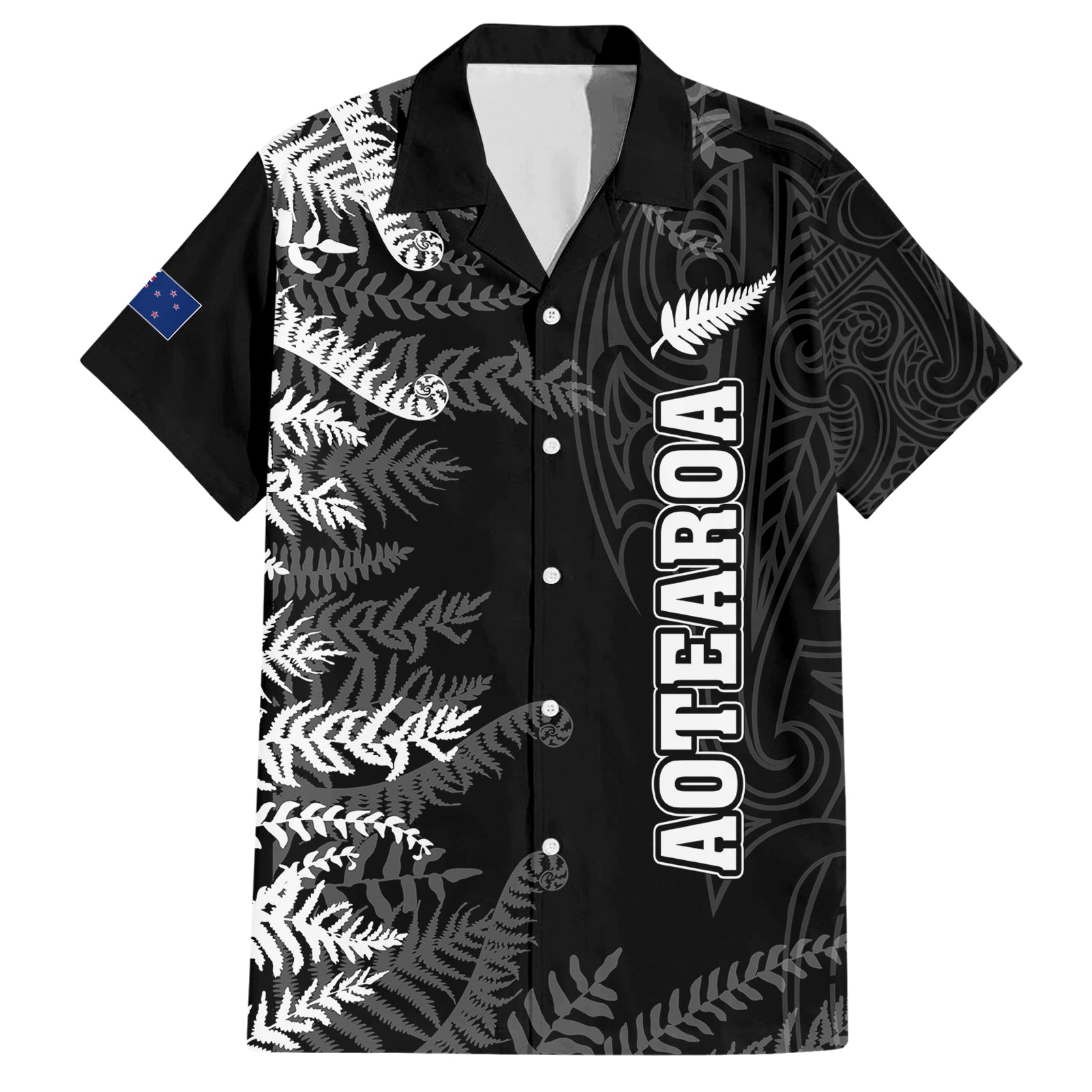 Personalised New Zealand Rugby Hawaiian Shirt Silver Fern Basic 2023 World Cup - Vibe Hoodie Shop