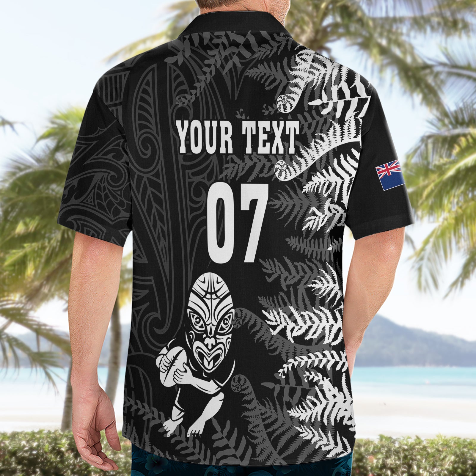 Personalised New Zealand Rugby Hawaiian Shirt Silver Fern Basic 2023 World Cup - Vibe Hoodie Shop