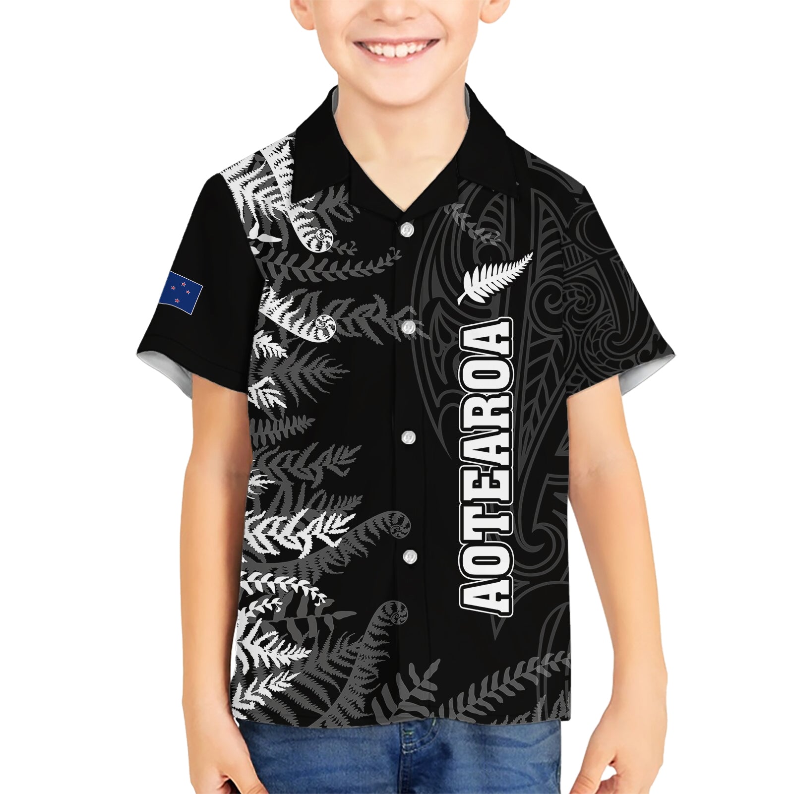 Personalised New Zealand Rugby Hawaiian Shirt Silver Fern Basic 2023 World Cup - Vibe Hoodie Shop