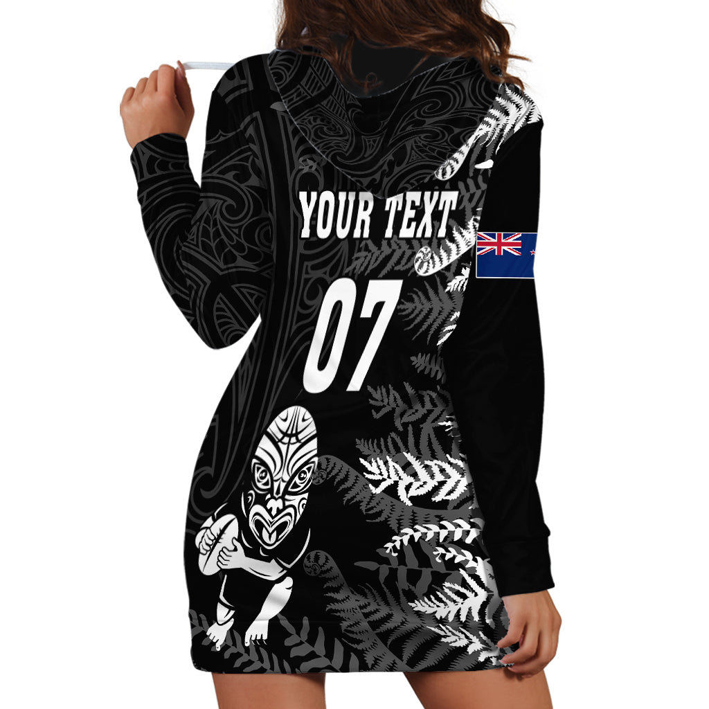 Personalised New Zealand Rugby Hoodie Dress Silver Fern Basic 2023 World Cup - Vibe Hoodie Shop