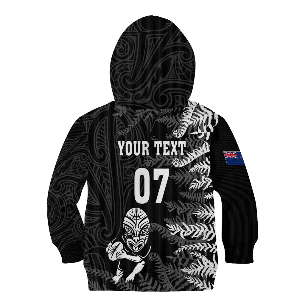 Personalised New Zealand Rugby Kid Hoodie Silver Fern Basic 2023 World Cup - Vibe Hoodie Shop