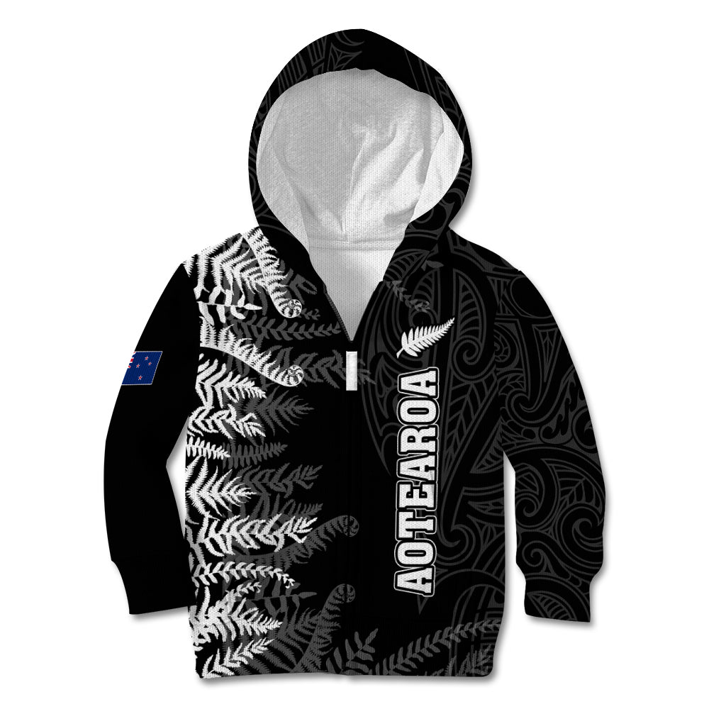 Personalised New Zealand Rugby Kid Hoodie Silver Fern Basic 2023 World Cup - Vibe Hoodie Shop