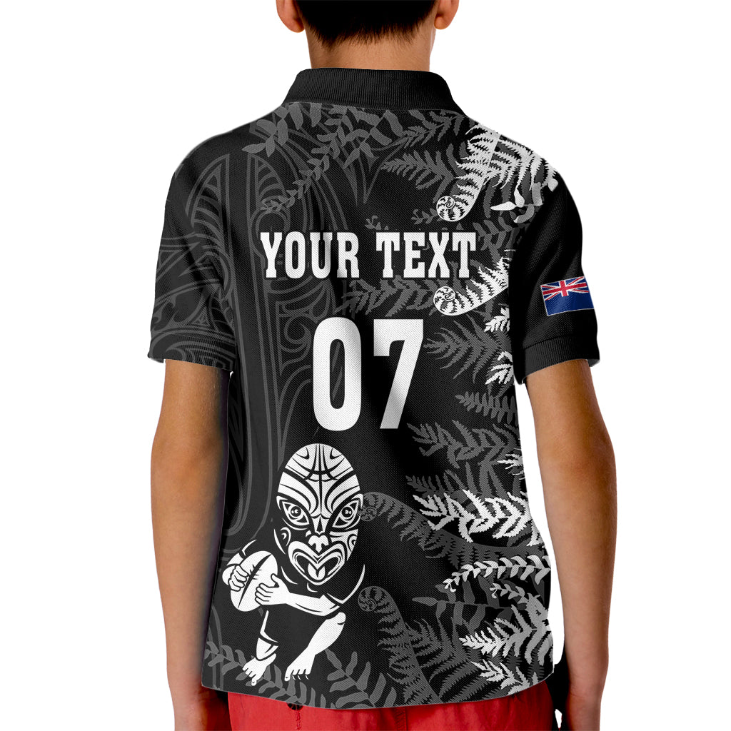 Personalised New Zealand Rugby Kid Polo Shirt Silver Fern Basic 2023 World Cup - Vibe Hoodie Shop