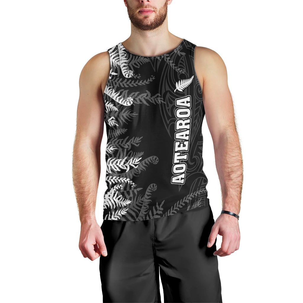 Personalised New Zealand Rugby Men Tank Top Silver Fern Basic 2023 World Cup - Vibe Hoodie Shop