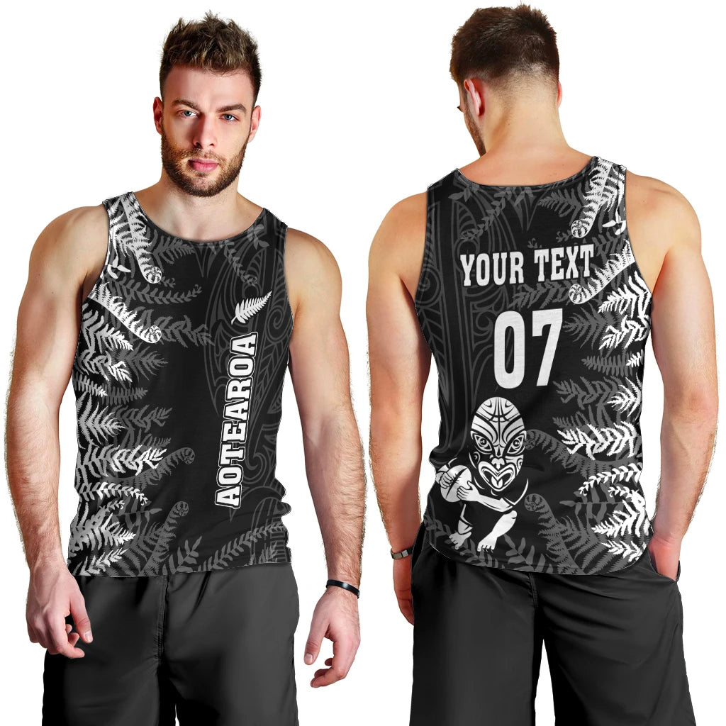 Personalised New Zealand Rugby Men Tank Top Silver Fern Basic 2023 World Cup - Vibe Hoodie Shop