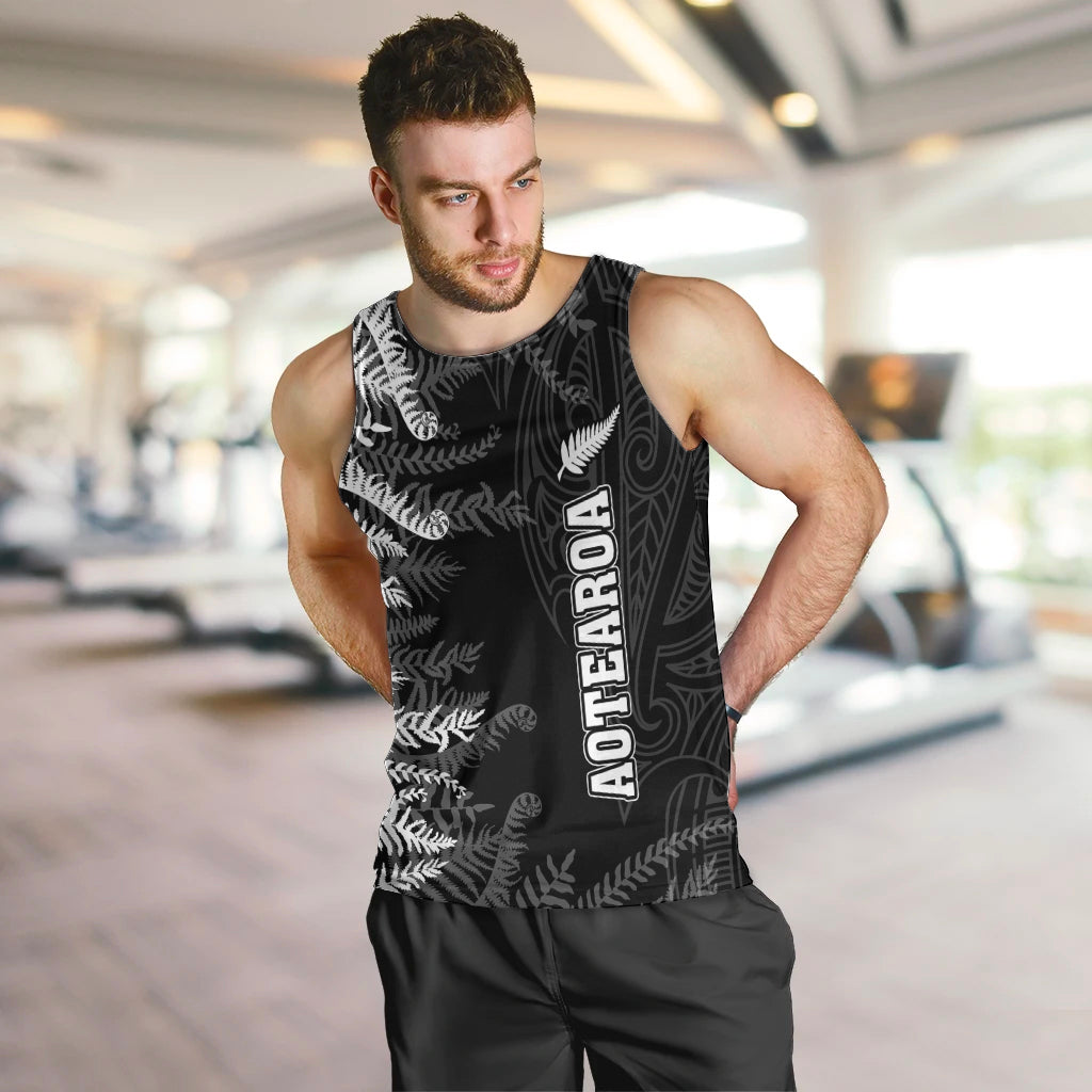 Personalised New Zealand Rugby Men Tank Top Silver Fern Basic 2023 World Cup - Vibe Hoodie Shop