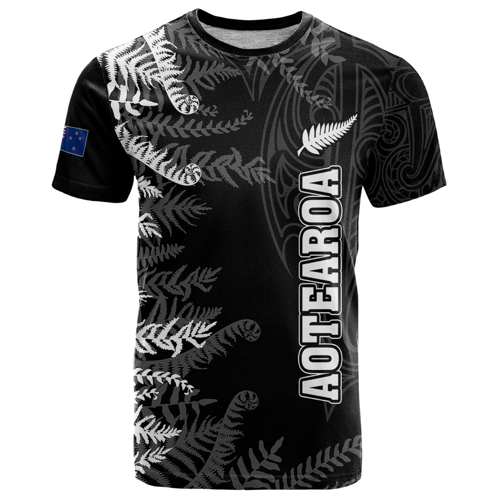 Personalised New Zealand Rugby T Shirt Silver Fern Basic 2023 World Cup - Vibe Hoodie Shop