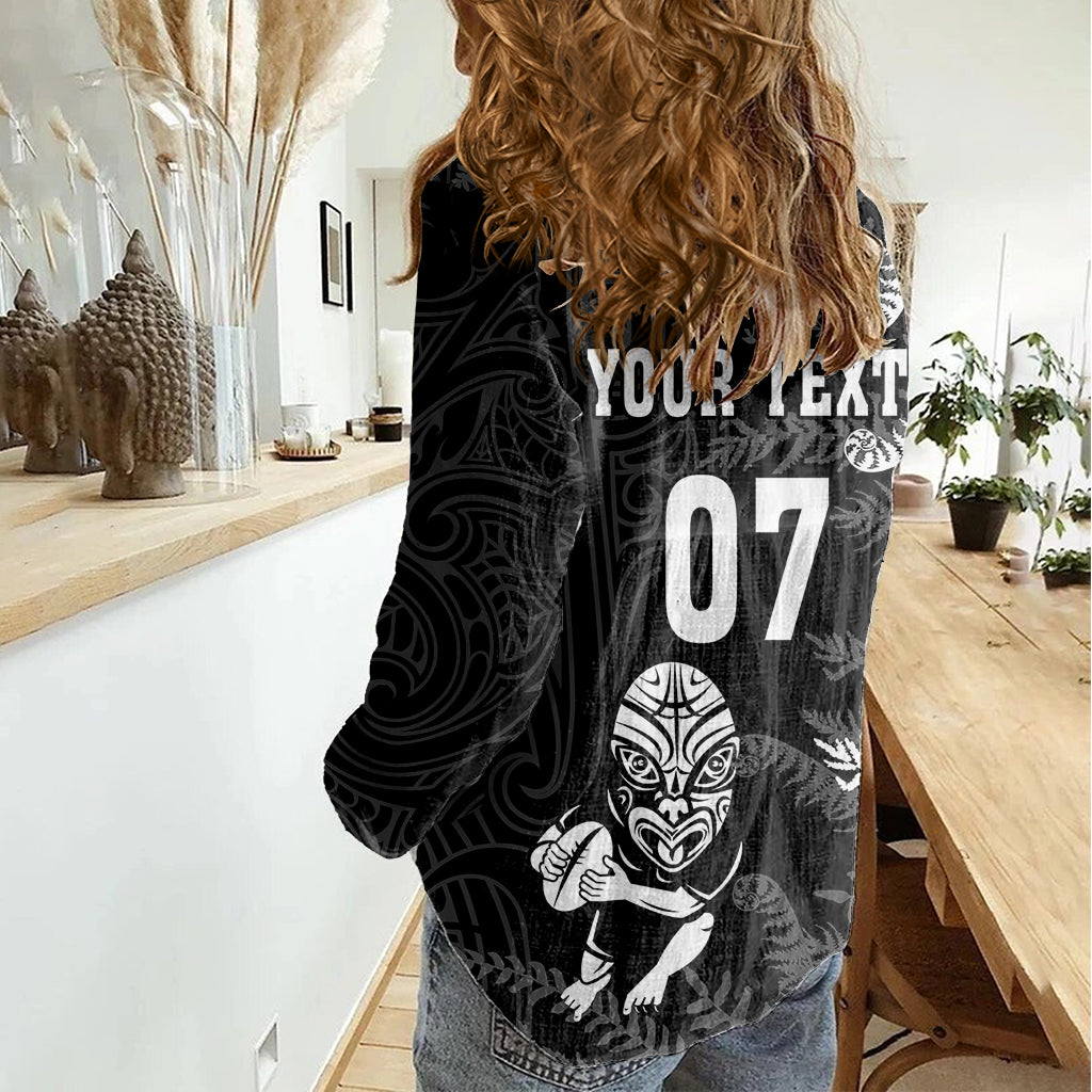 Personalised New Zealand Rugby Women Casual Shirt Silver Fern Basic 2023 World Cup - Vibe Hoodie Shop