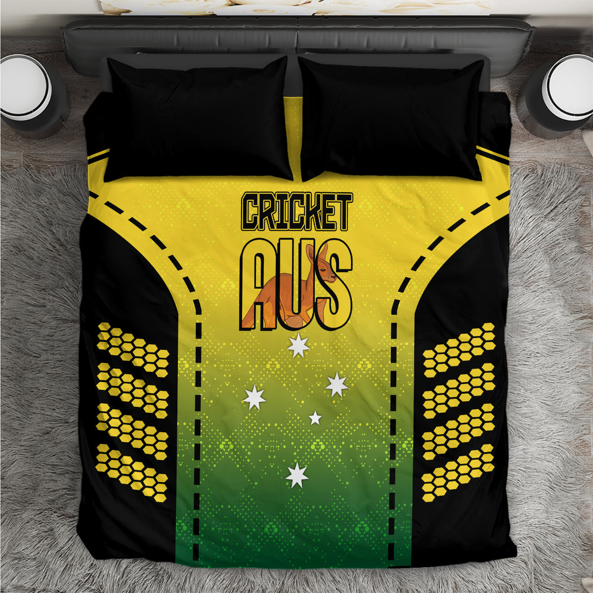 Australia Cricket Bedding Set Kangaroo Champions 2023 Go Aussies - Vibe Hoodie Shop