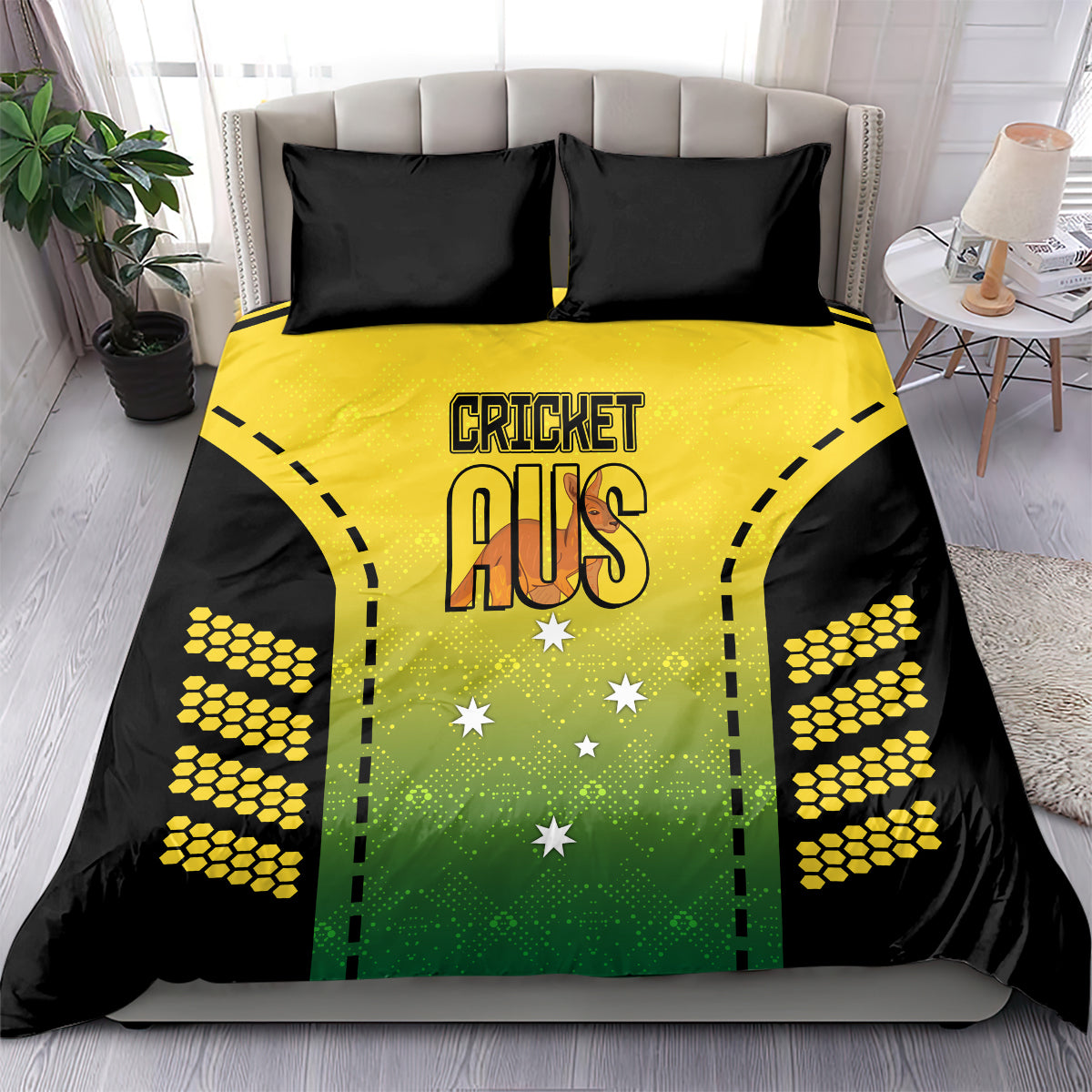 Australia Cricket Bedding Set Kangaroo Champions 2023 Go Aussies - Vibe Hoodie Shop