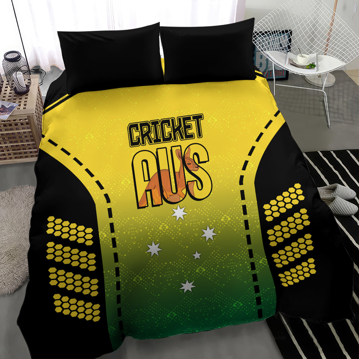 Australia Cricket Bedding Set Kangaroo Champions 2023 Go Aussies - Vibe Hoodie Shop