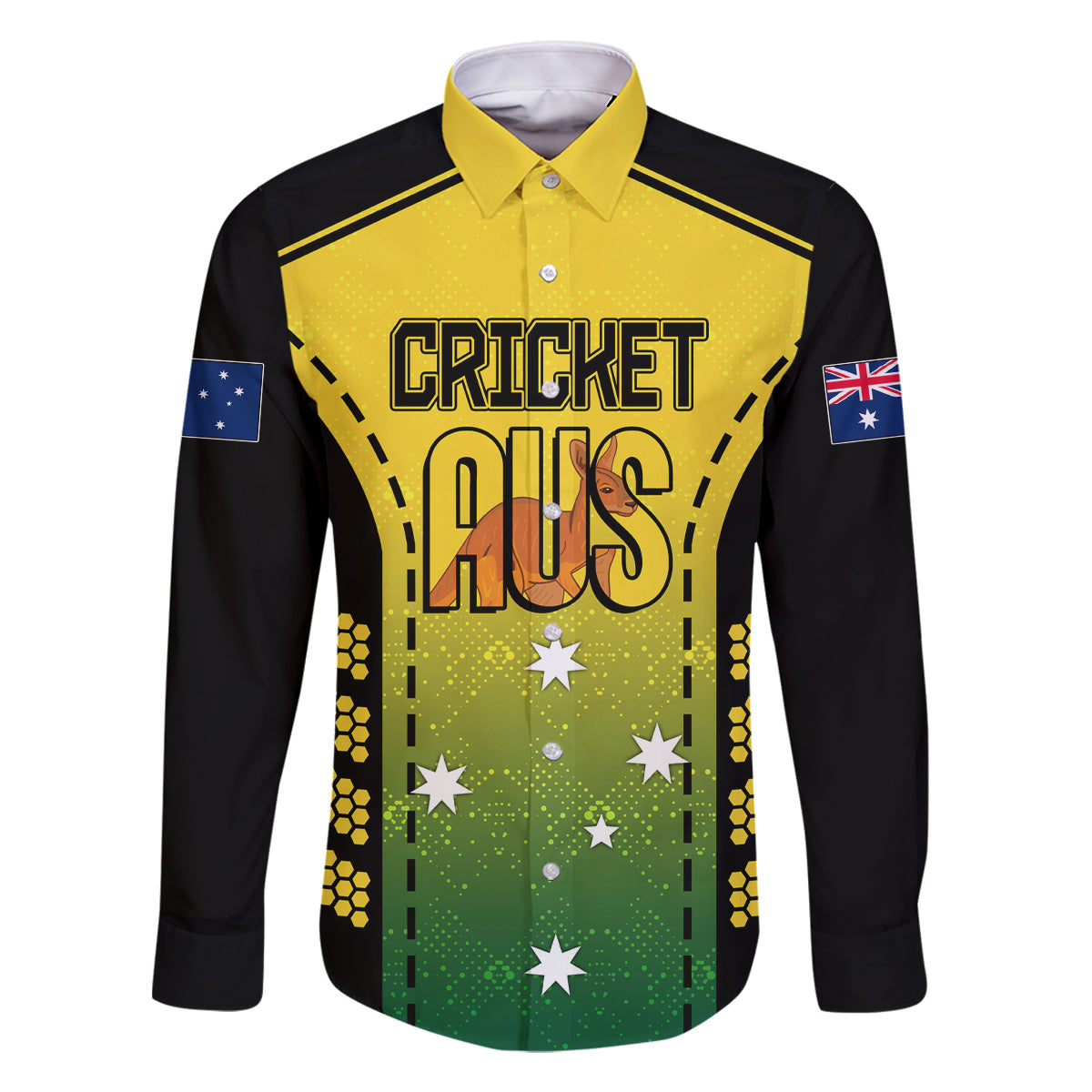 custom-australia-cricket-family-matching-long-sleeve-bodycon-dress-and-hawaiian-shirt-kangaroo-champions-2023-go-aussies