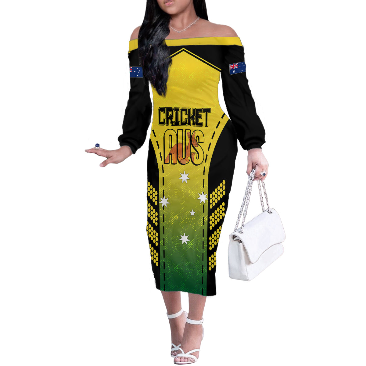 custom-australia-cricket-family-matching-off-shoulder-long-sleeve-dress-and-hawaiian-shirt-kangaroo-champions-2023-go-aussies