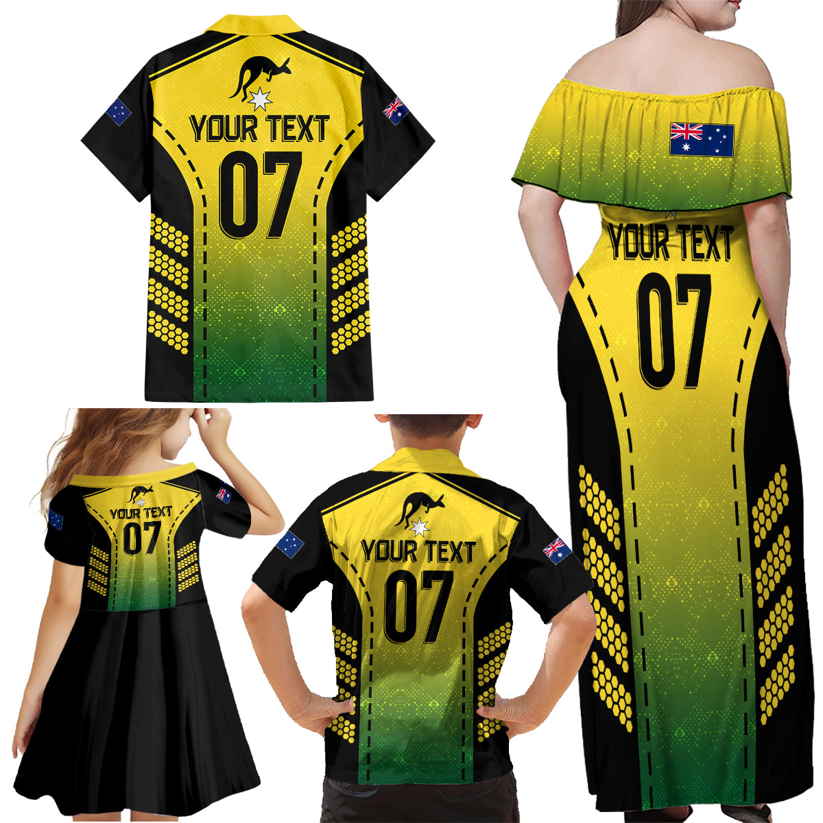 custom-australia-cricket-family-matching-off-shoulder-maxi-dress-and-hawaiian-shirt-kangaroo-champions-2023-go-aussies