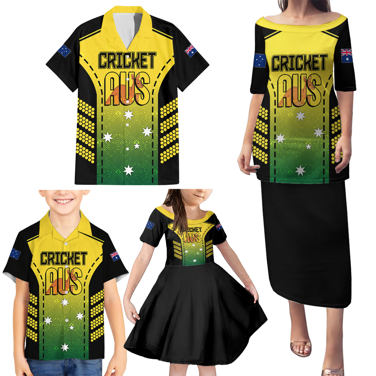 custom-australia-cricket-family-matching-puletasi-dress-and-hawaiian-shirt-kangaroo-champions-2023-go-aussies