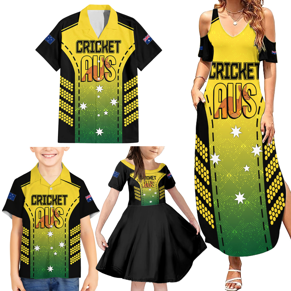 custom-australia-cricket-family-matching-summer-maxi-dress-and-hawaiian-shirt-kangaroo-champions-2023-go-aussies