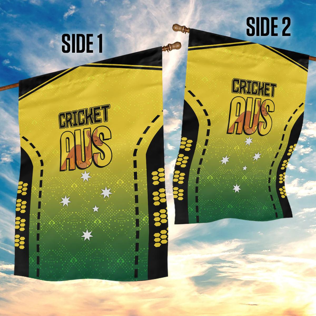 Australia Cricket Garden Flag Kangaroo Champions 2023 Go Aussies - Vibe Hoodie Shop