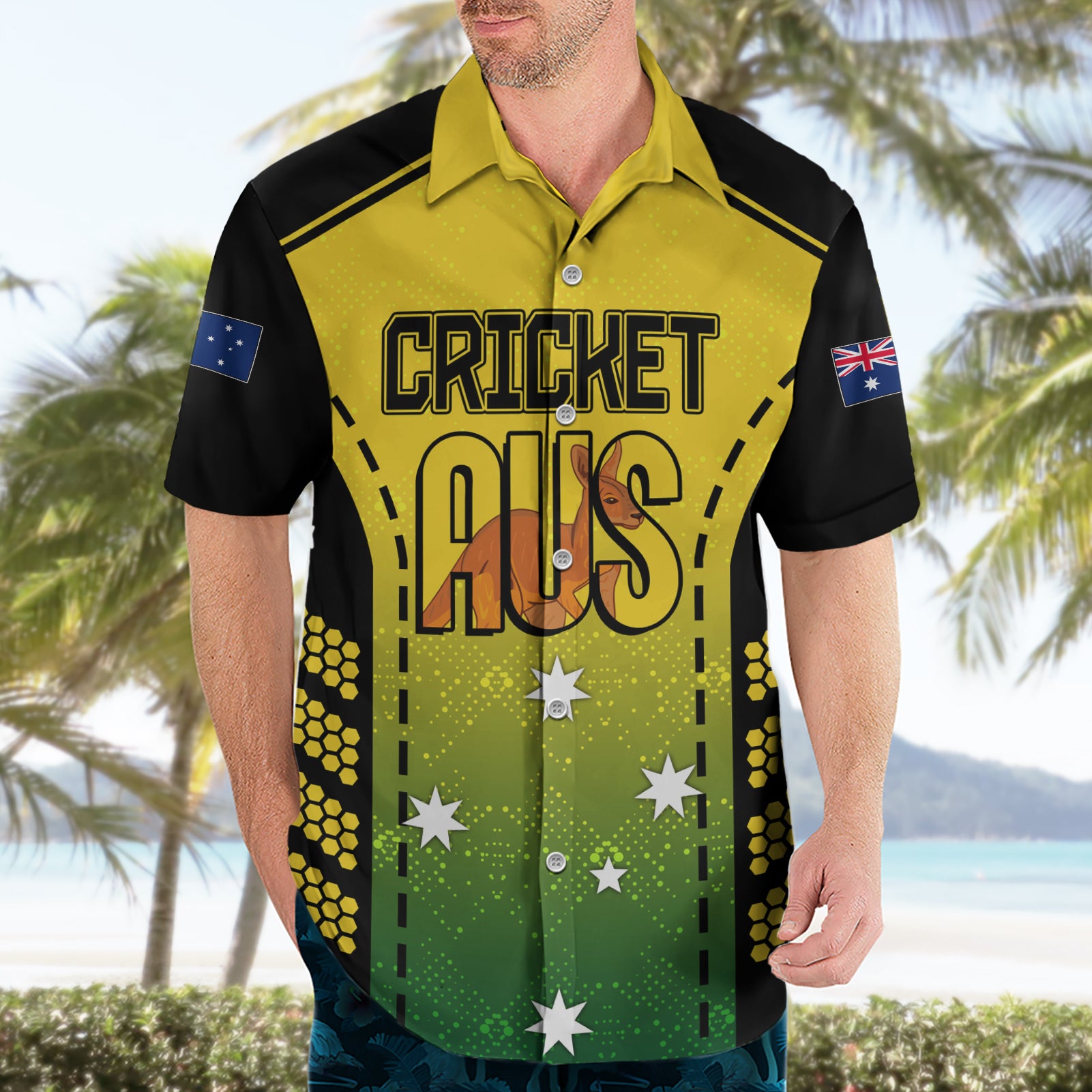 Custom Australia Cricket Hawaiian Shirt Kangaroo Champions 2023 Go Aussies - Vibe Hoodie Shop