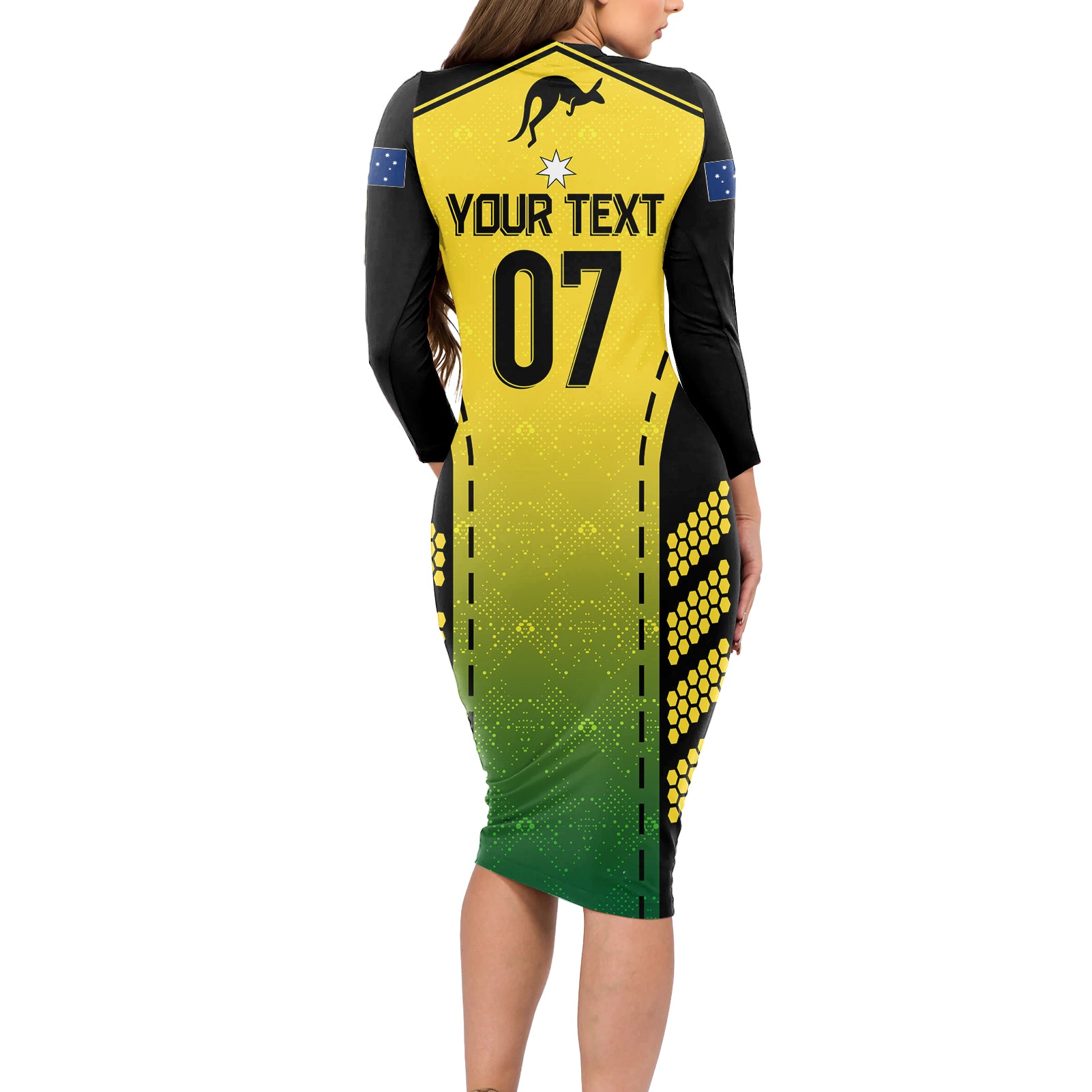 custom-australia-cricket-long-sleeve-bodycon-dress-kangaroo-champions-2023-go-aussies