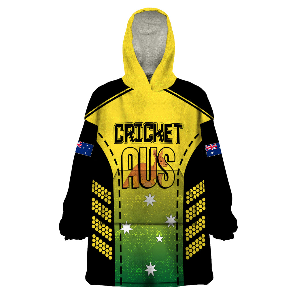 Custom Australia Cricket Wearable Blanket Hoodie Kangaroo Champions 2023 Go Aussies - Vibe Hoodie Shop