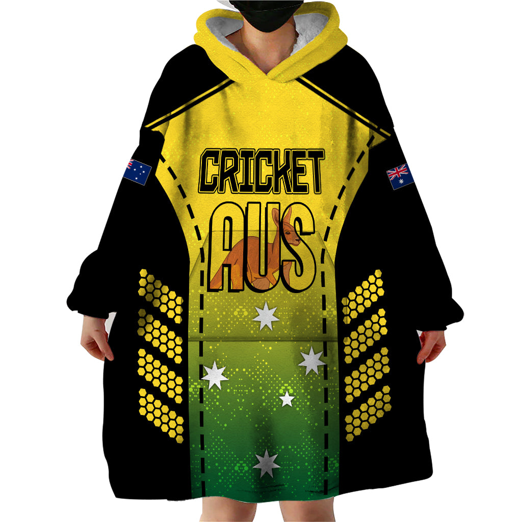 Custom Australia Cricket Wearable Blanket Hoodie Kangaroo Champions 2023 Go Aussies - Vibe Hoodie Shop