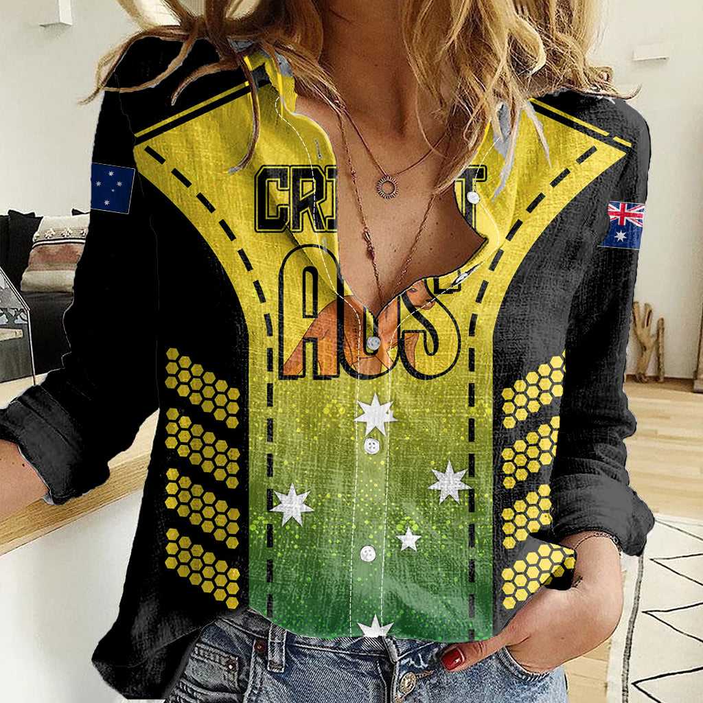 Custom Australia Cricket Women Casual Shirt Kangaroo Champions 2023 Go Aussies - Vibe Hoodie Shop