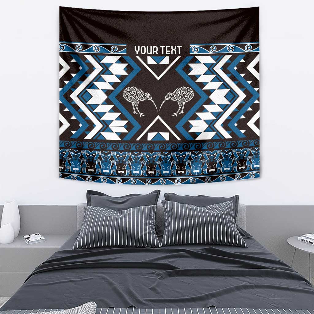 Personalised Taniko Motifs Aotearoa Tapestry Waitangi Kowhaiwhai Kiwi - Blue - Vibe Hoodie Shop